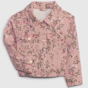 Gap x loveshackfancy pink floral denim jacket size 3 years